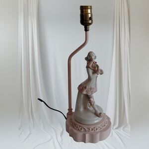 Antique Porcelain Figural Table Lamp Colonial Victorian Baroque Working No Shade